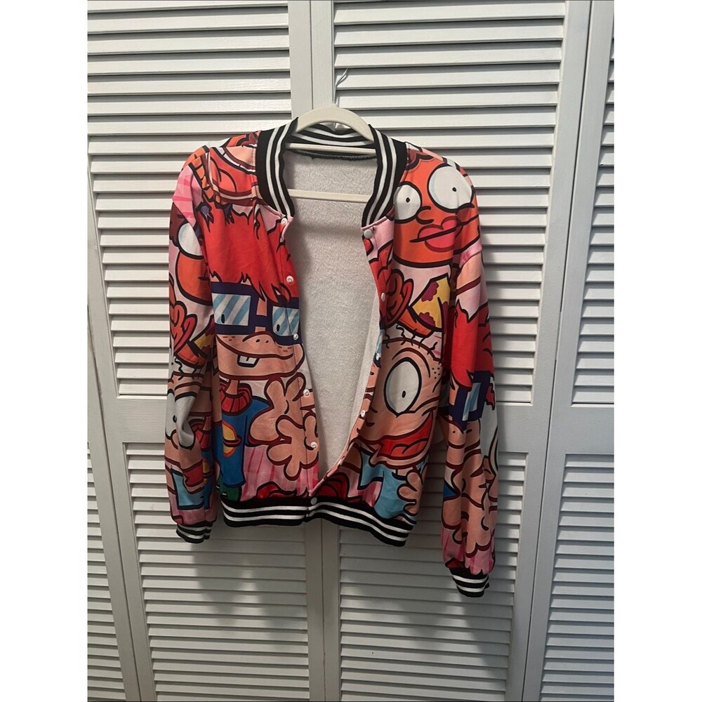#2094** Colorful Cartoon Graphic Bomber Jacket - Multicolor